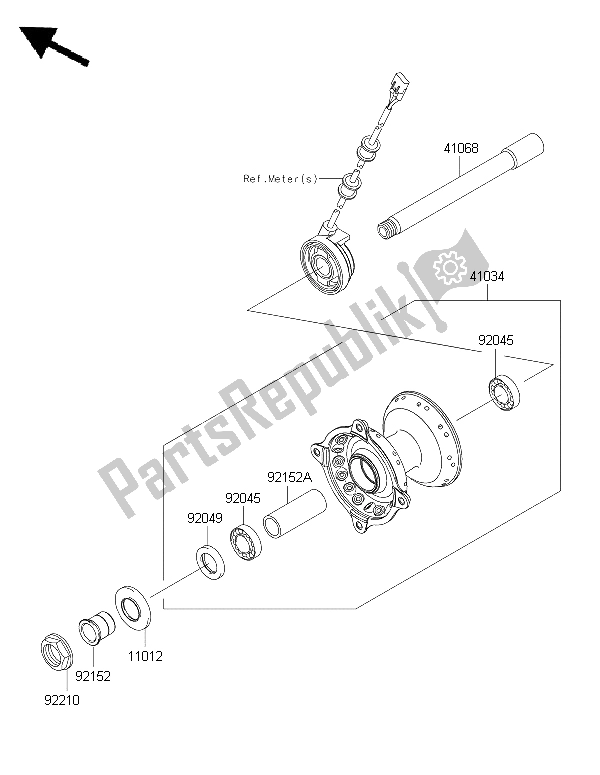All parts for the Front Hub of the Kawasaki KLX 450R 2015