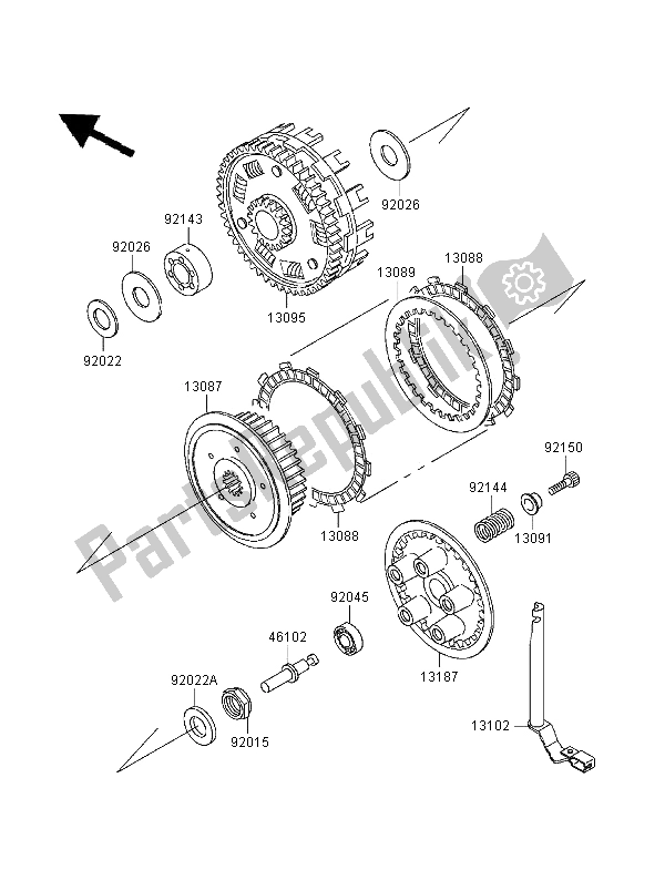 All parts for the Clutch of the Kawasaki ZZR 600 1995