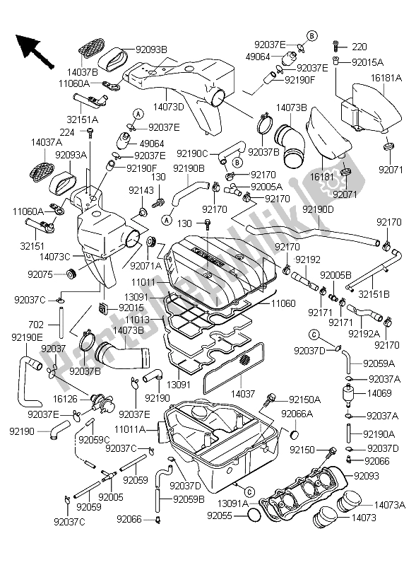 Todas las partes para Filtro De Aire de Kawasaki ZZR 600 2006