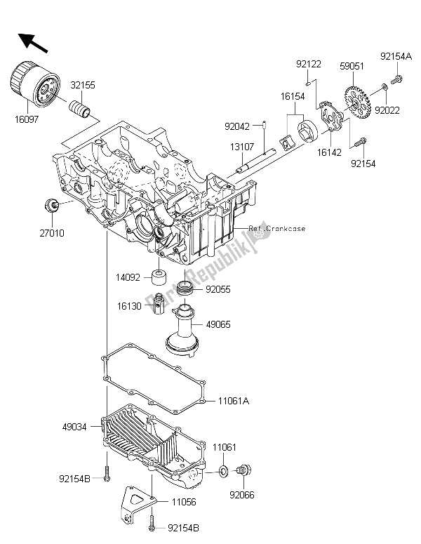 All parts for the Oil Pump of the Kawasaki Ninja 300 2015