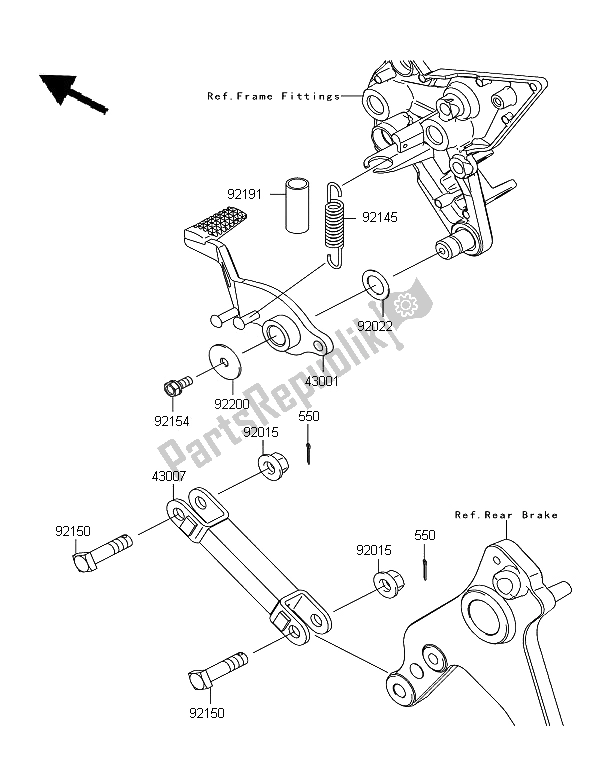 All parts for the Brake Pedal of the Kawasaki Z 1000 SX ABS 2012