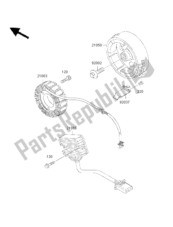 Toutes les pièces pour le Générateur du Kawasaki GPZ 500S 2002