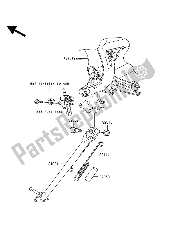 All parts for the Stand of the Kawasaki ER 6F 650 2008