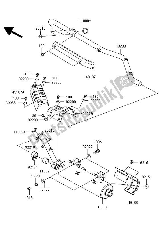 All parts for the Muffler ( Jkavf750aab601906) of the Kawasaki KVF 750 4X4 2006