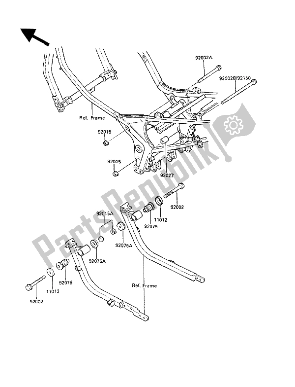 All parts for the Frame Fittings of the Kawasaki GPZ 600R 1988