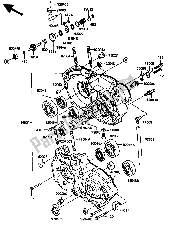 Todas as partes de Bloco Do Motor do Kawasaki KX 250 1985