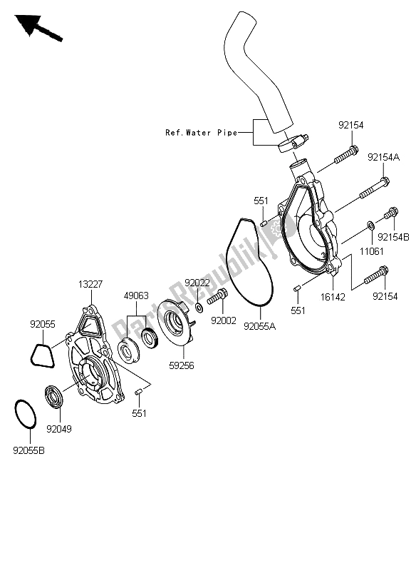 Toutes les pièces pour le Pompe à Eau du Kawasaki ER 6F 650 2012