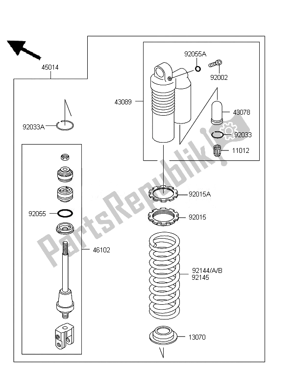 All parts for the Shock Absorber of the Kawasaki KX 85 SW LW 2010