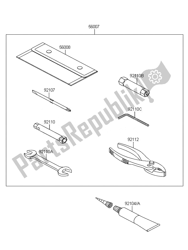 All parts for the Owners Tools of the Kawasaki D Tracker 125 2010