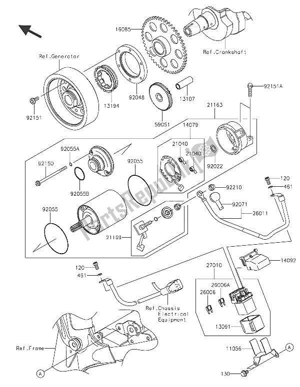 All parts for the Starter Motor of the Kawasaki Z 800 ABS 2016