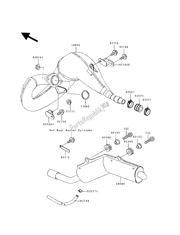 Tutte le parti per il Silenziatore del Kawasaki KDX 250 1991