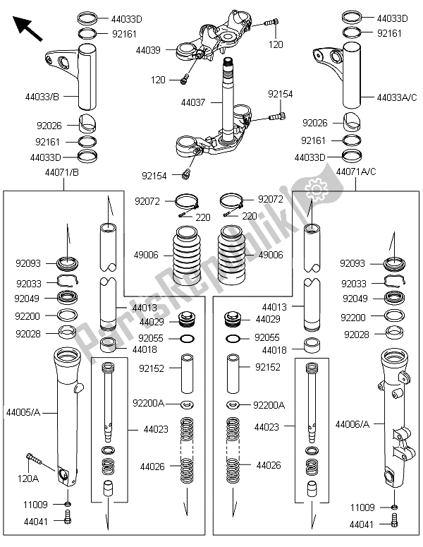 Todas las partes para Tenedor Frontal de Kawasaki W 800 2013