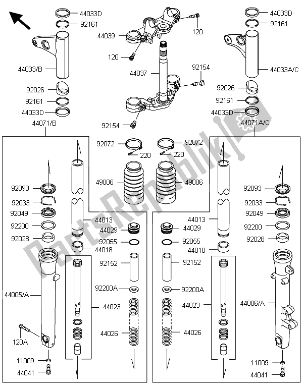 Todas las partes para Tenedor Frontal de Kawasaki W 800 2013