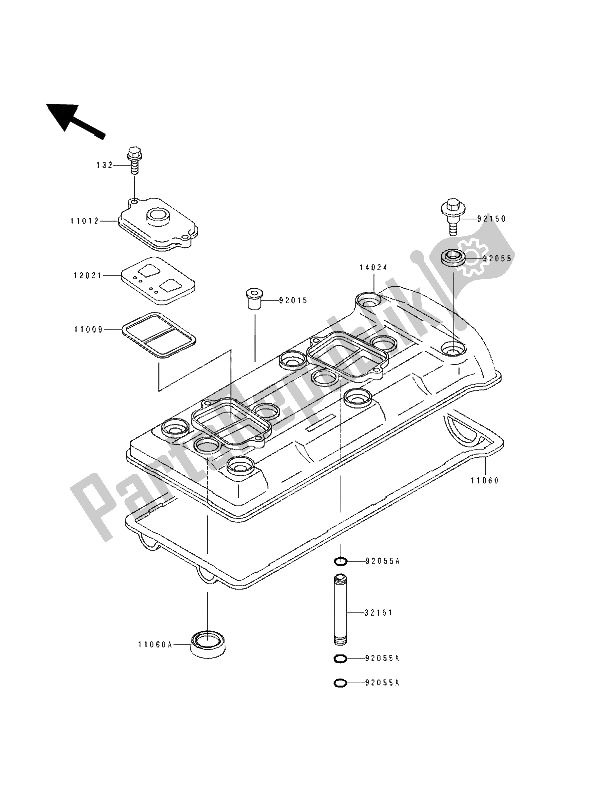 All parts for the Cylinder Head Cover of the Kawasaki ZXR 750 1993