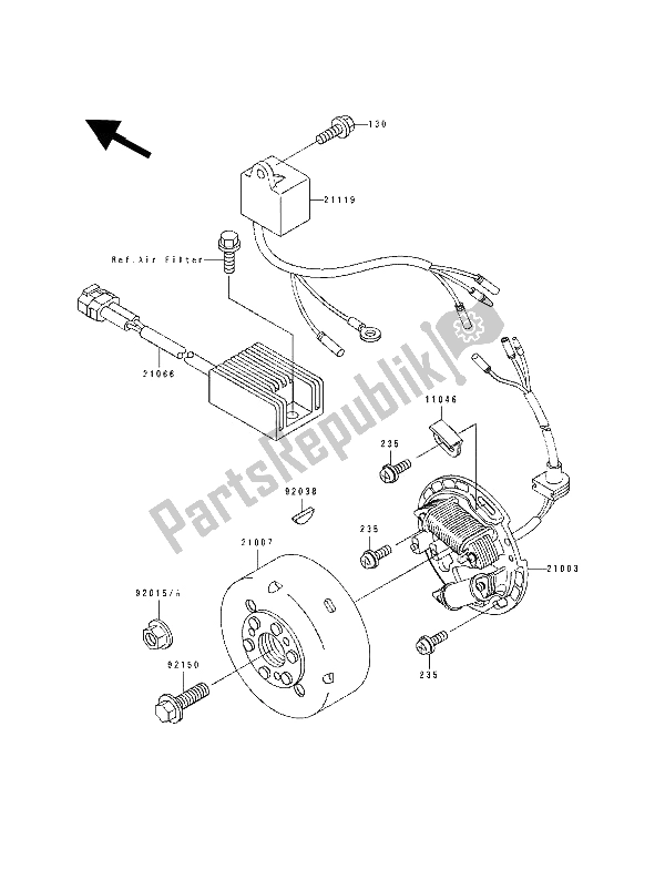 Toutes les pièces pour le Générateur du Kawasaki KDX 200 1990