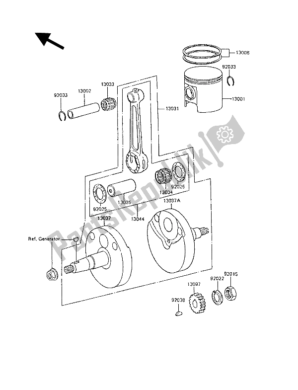 All parts for the Crankshaft & Piston(s) of the Kawasaki KX 60 1986