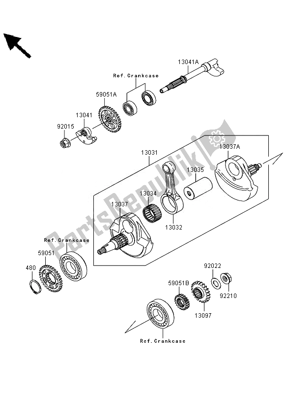 All parts for the Crankshaft of the Kawasaki KLX 450R 2010