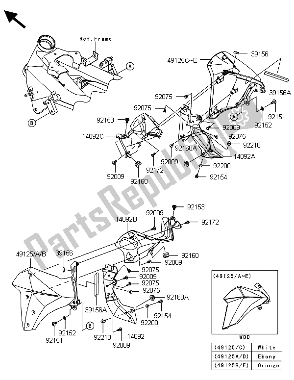 Tutte le parti per il Il Cofano Si Abbassa del Kawasaki Z 800 ABS DDS 2013