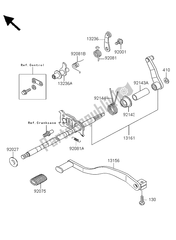 All parts for the Gear Change Mechanism of the Kawasaki KLF 300 4X4 2003