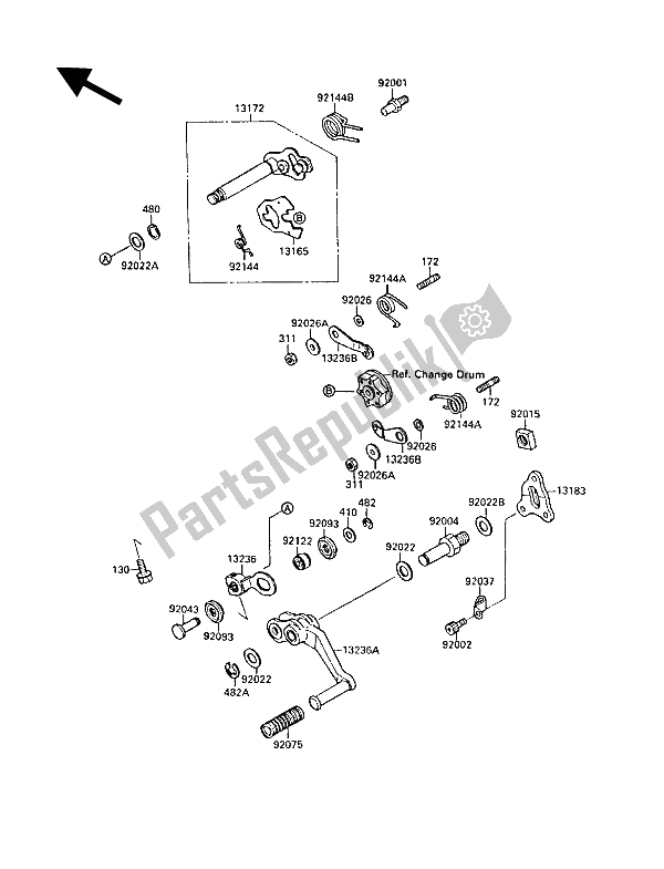 Todas las partes para Mecanismo De Cambio De Marcha de Kawasaki GPX 750R 1988