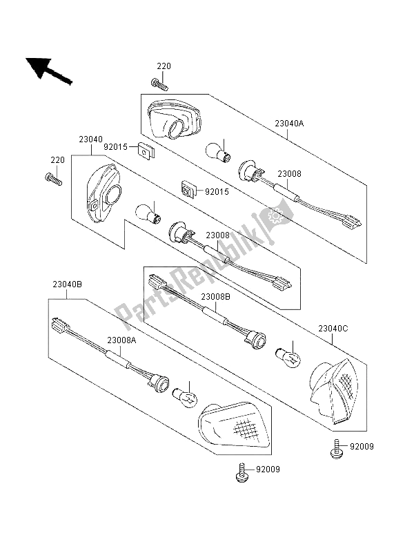 All parts for the Turn Signals of the Kawasaki ZZR 1100 1996