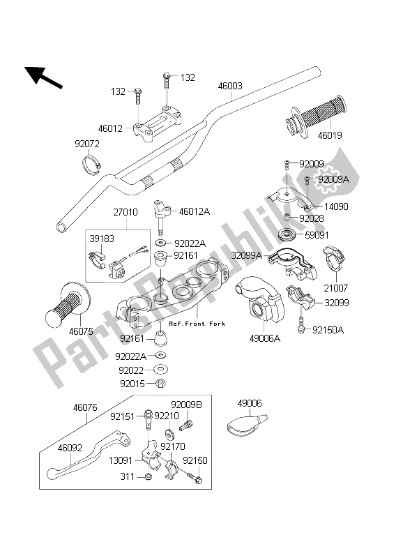 Todas las partes para Manillar de Kawasaki KX 125 2004