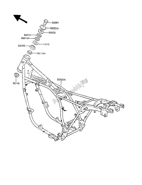 Toutes les pièces pour le Cadre du Kawasaki Z 1300 1989