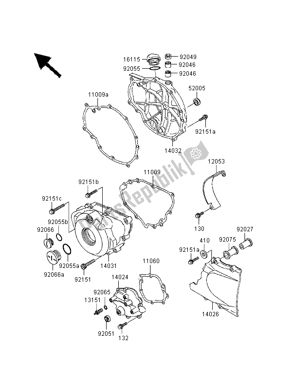 Alle onderdelen voor de Motorkappen van de Kawasaki ER 500 2000