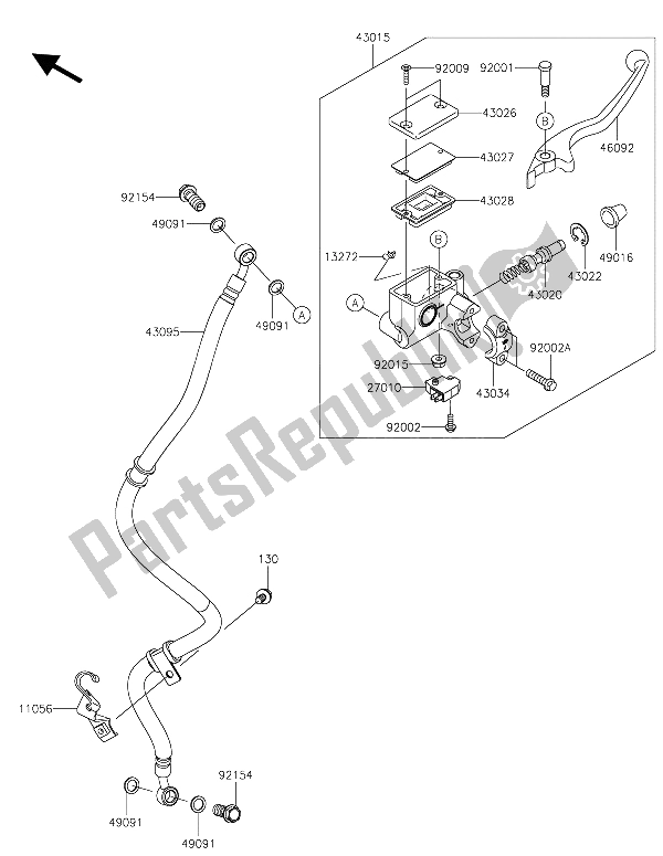 All parts for the Front Master Cylinder of the Kawasaki Z 250 SL 2015