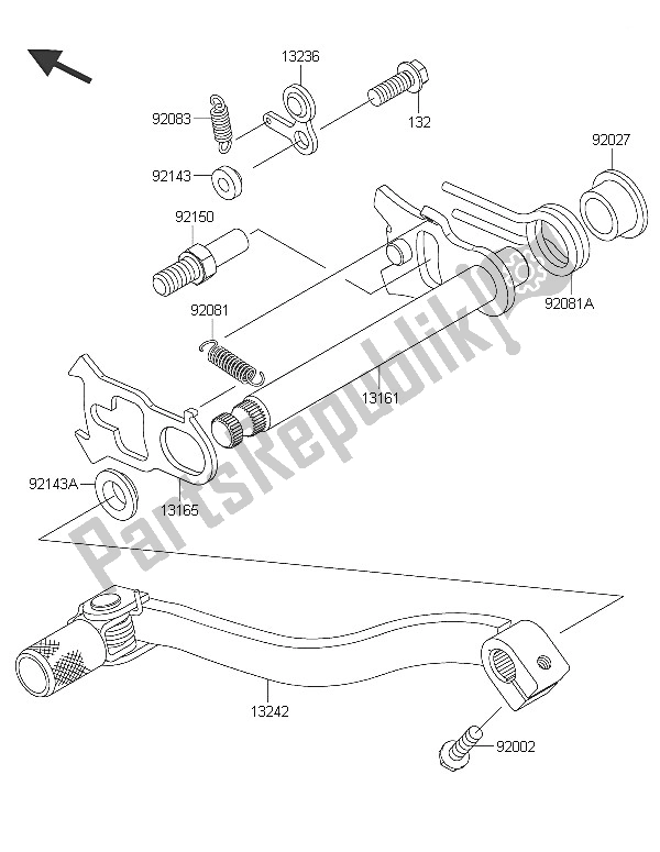 All parts for the Gear Change Mechanism of the Kawasaki KX 85 SW 2016