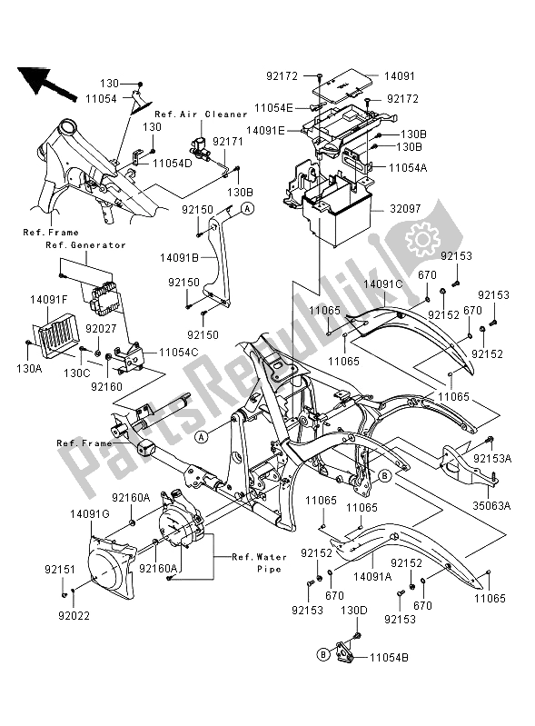 All parts for the Frame Fittings of the Kawasaki VN 900 Classic 2008