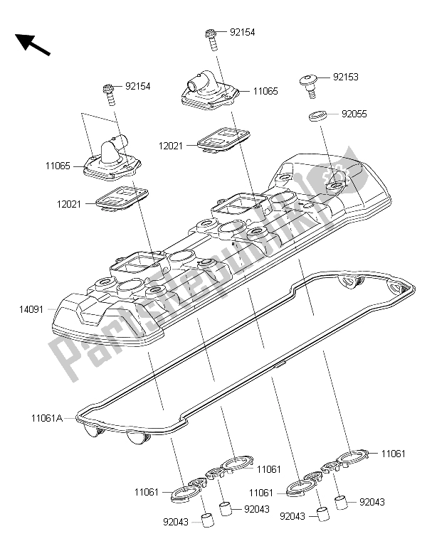 Tutte le parti per il Coperchio Della Testata del Kawasaki Z 1000 SX ABS 2015