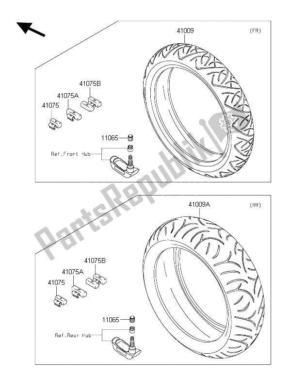 All parts for the Tires of the Kawasaki 1400 GTR ABS 2016