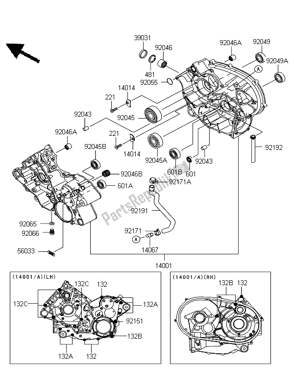 Tutte le parti per il Carter del Kawasaki KFX 700 KSV 700A6F 2006