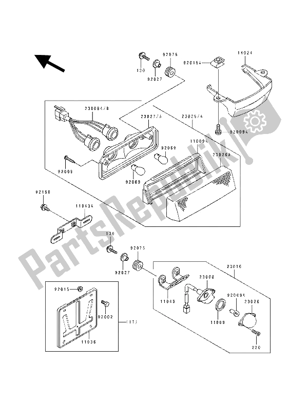 Tutte le parti per il Lampada Di Coda del Kawasaki GPZ 500S 1992
