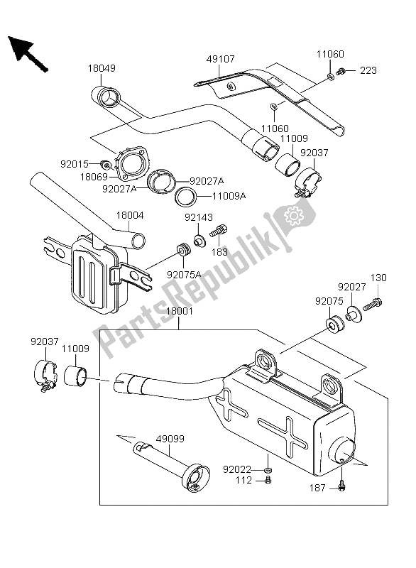 All parts for the Muffler of the Kawasaki KLF 300 4X4 2003