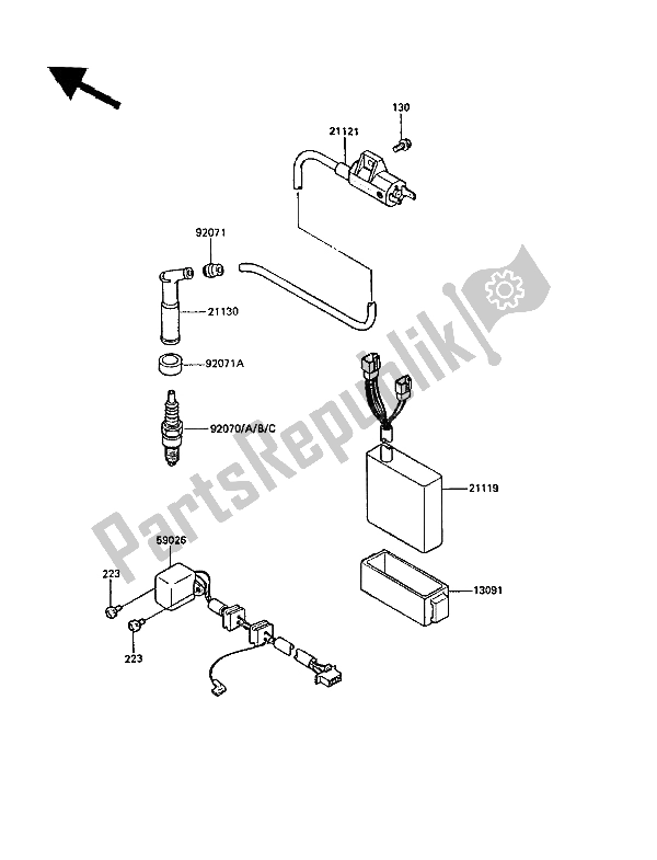 Toutes les pièces pour le Système De Mise à Feu du Kawasaki KLR 650 1989