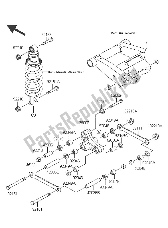 Toutes les pièces pour le Suspension du Kawasaki Z 750 2005