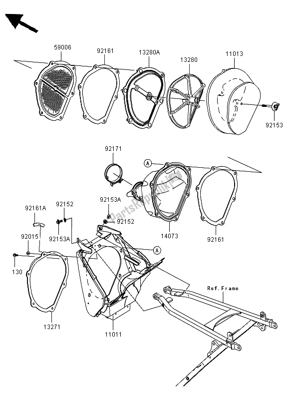 Alle onderdelen voor de Luchtfilter van de Kawasaki KX 450F 2007