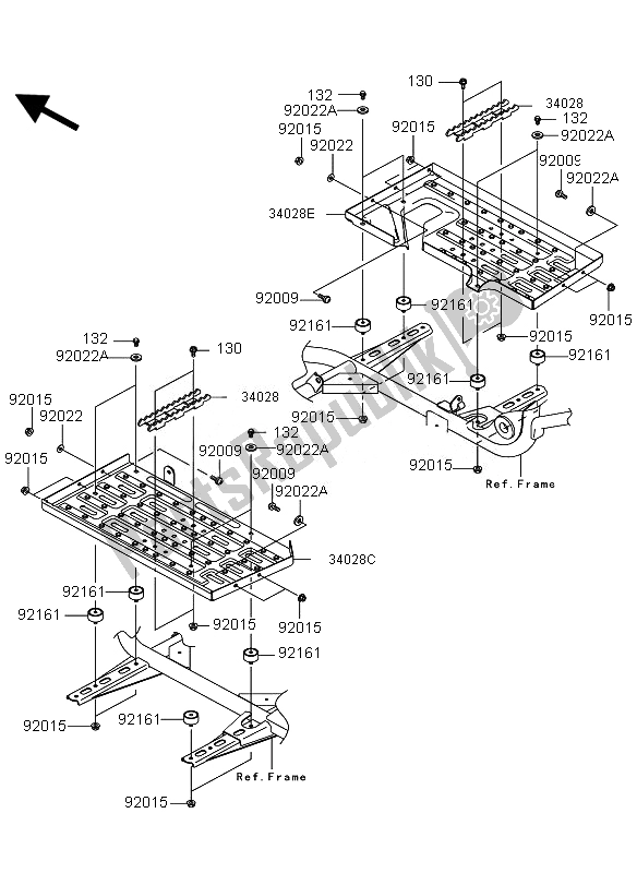 Alle onderdelen voor de Voetsteunen van de Kawasaki KVF 360 2007