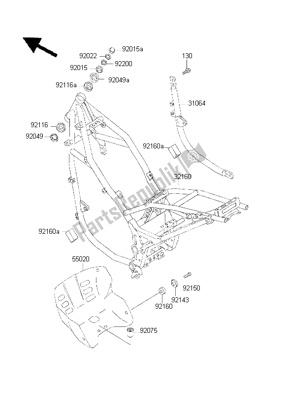 Tutte le parti per il Telaio del Kawasaki KLE 500 2001