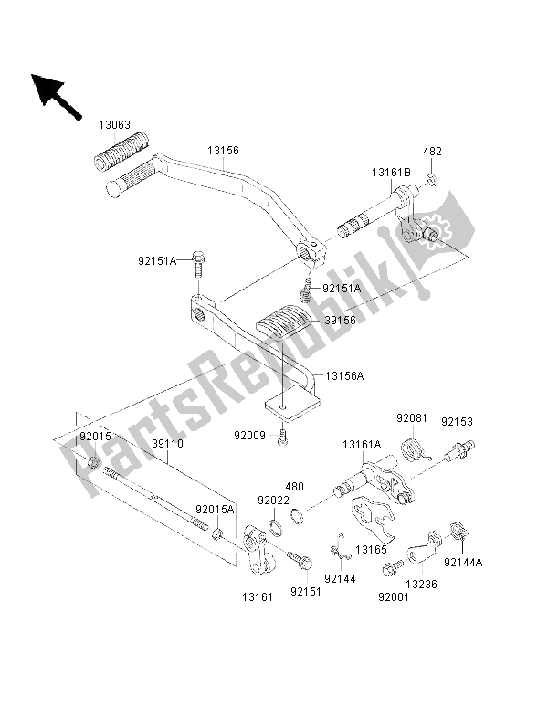 All parts for the Gear Change Mechanism of the Kawasaki VN 1500 Drifter 2001