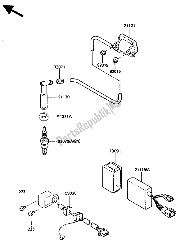 Tutte le parti per il Bobina Di Accensione del Kawasaki KLR 600 1986