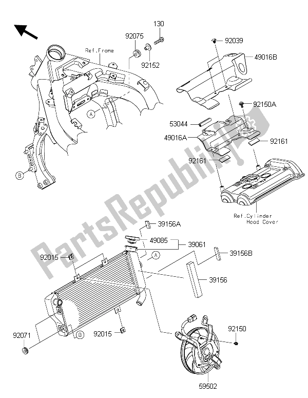 Todas as partes de Radiador do Kawasaki ER 6F ABS 650 2015