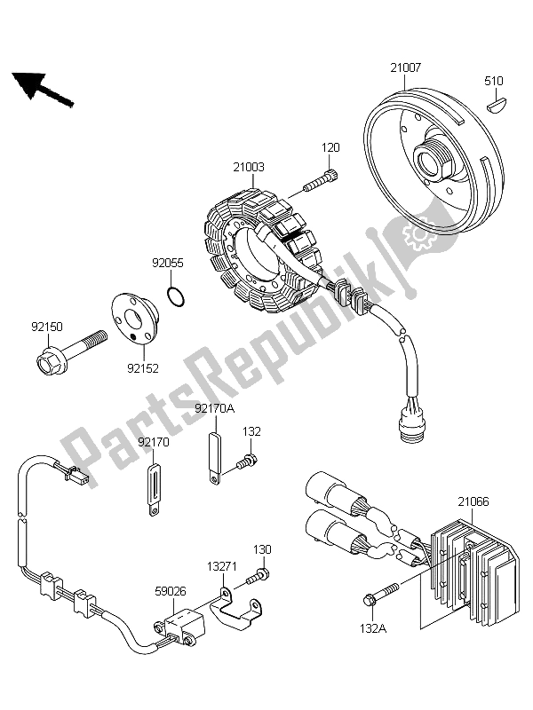 Toutes les pièces pour le Générateur du Kawasaki KFX 700 KSV 700A6F 2006