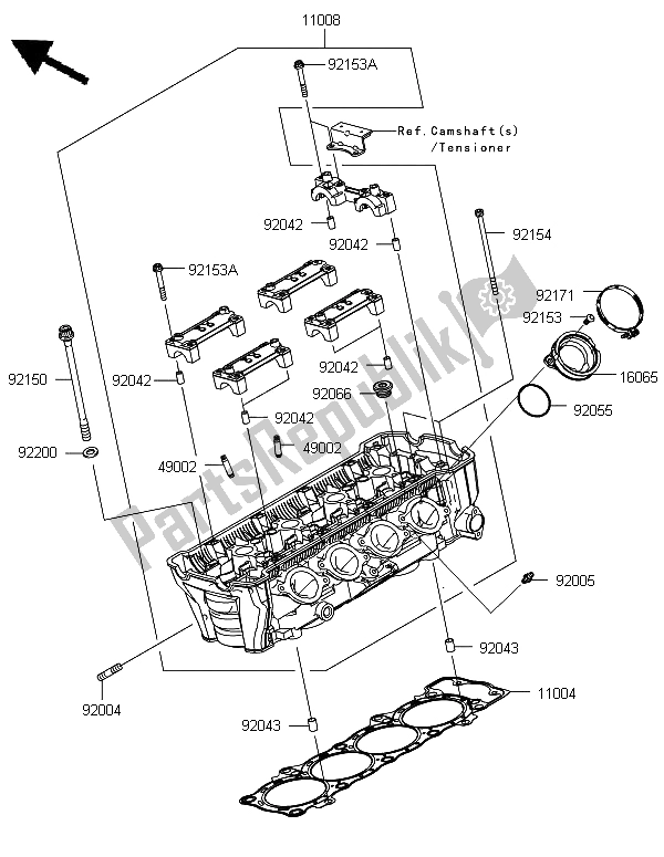 All parts for the Cylinder Head of the Kawasaki Versys 1000 2012