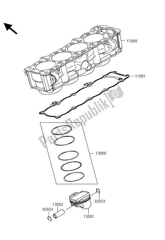 Toutes les pièces pour le Cylindre Et Piston (s) du Kawasaki Z 1000 SX 2013