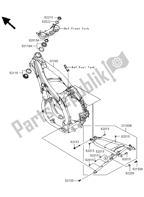 Todas las partes para Marco de Kawasaki KLX 450R 2012