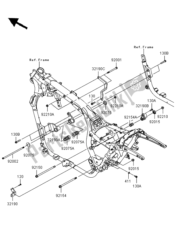 All parts for the Frame Fittings of the Kawasaki VN 1700 Voyager ABS 2011