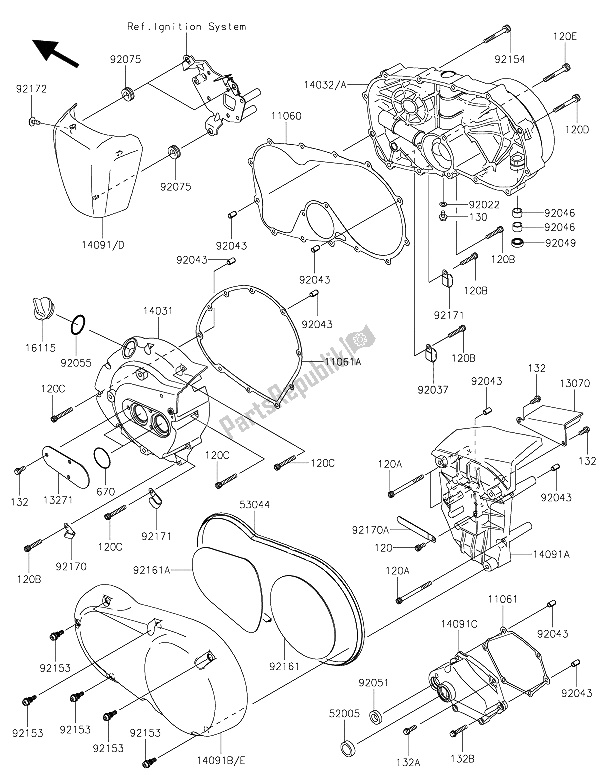 All parts for the Engine Cover(s) of the Kawasaki Vulcan 900 Classic 2015